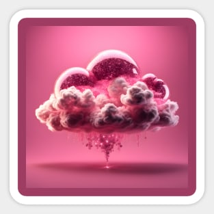 Pink Glitter Bubble Cloud Sticker